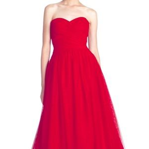 Strapless Sweetheart Red Vintage Tulle Formal Gown
